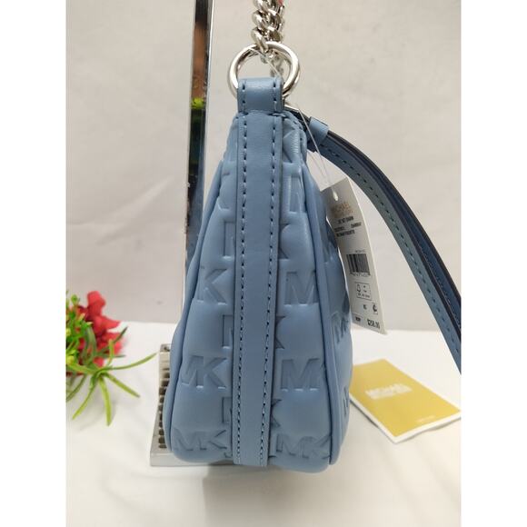 Michael Kors Jet Set Charm Blue Leather Zipper Closure Hobo Shoulder Bag - NWT - Picture 6 of 16